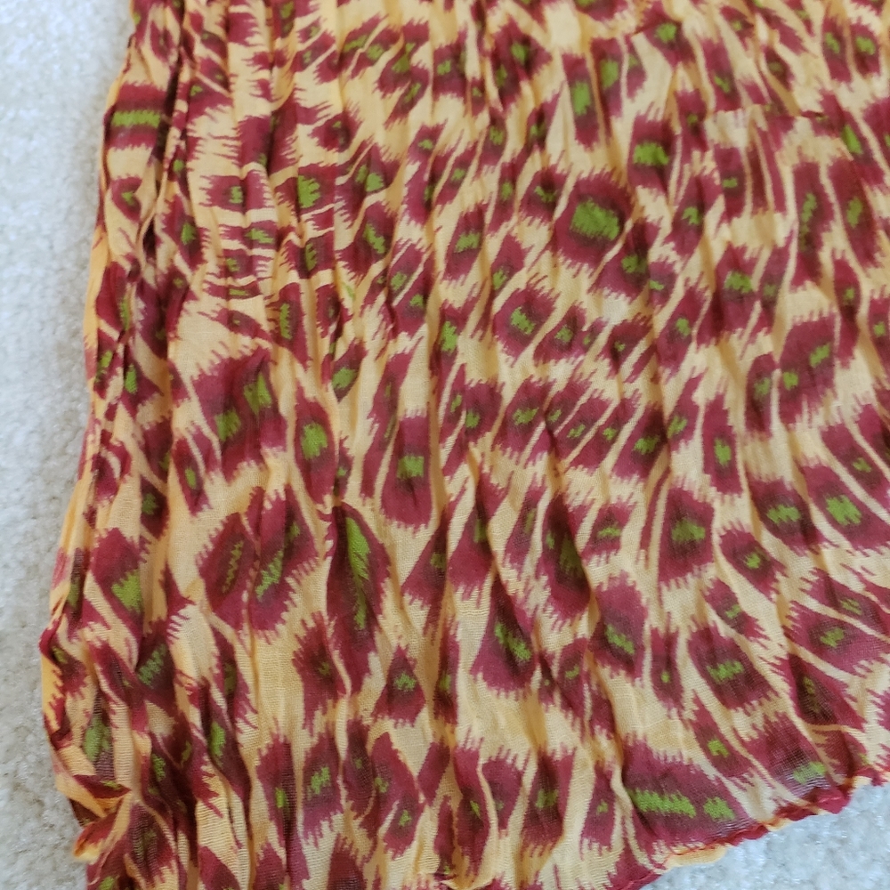 Vtg Patterned Scarf In Camel, Rust, & Green. - image 4